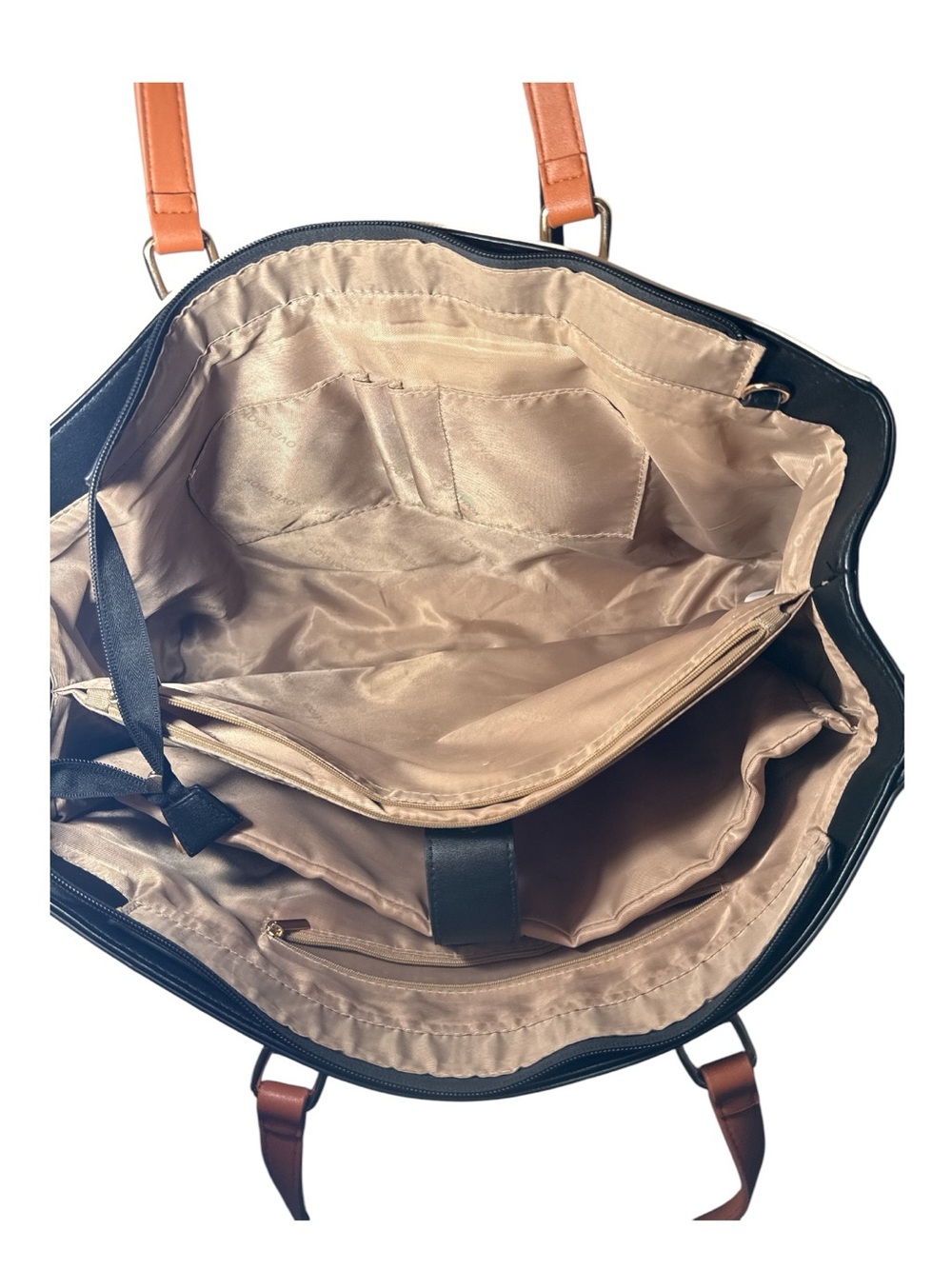 Lovevook Black & Beige Laptop bag with Brown Handles - Picture 5 of 13